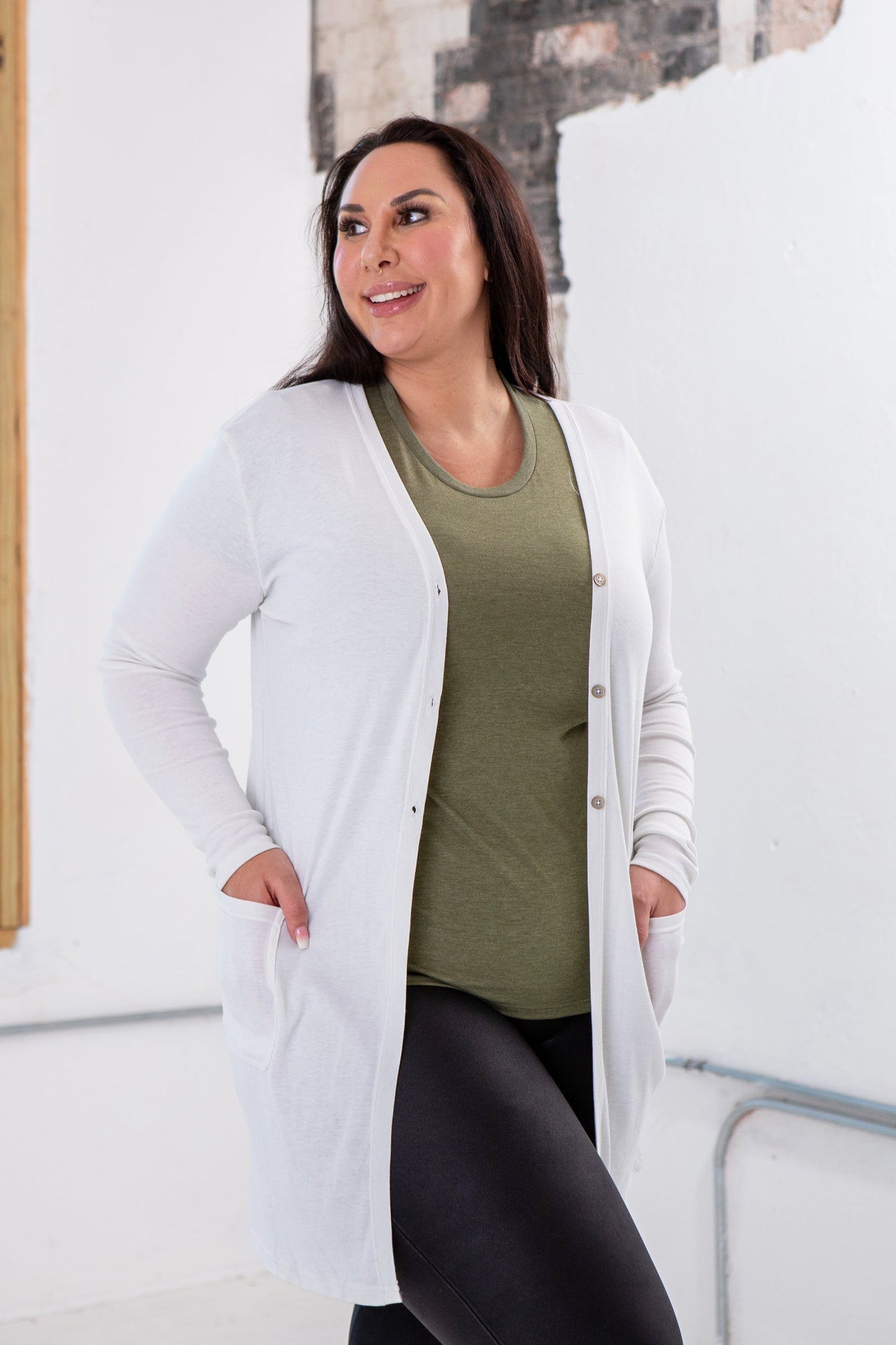 Ladies Sassy Eco-Triblend Rib Cardigan