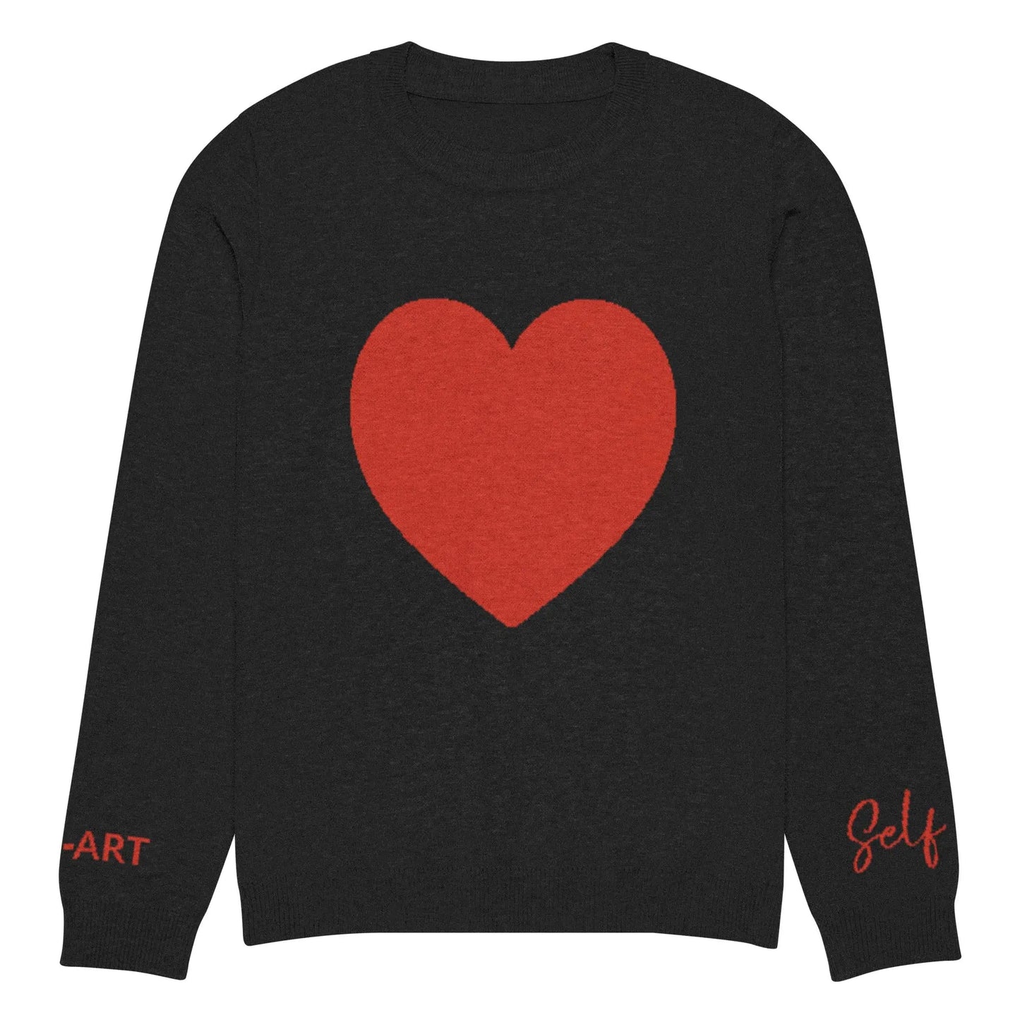 Sassy Knitted Heart crew neck sweater Black