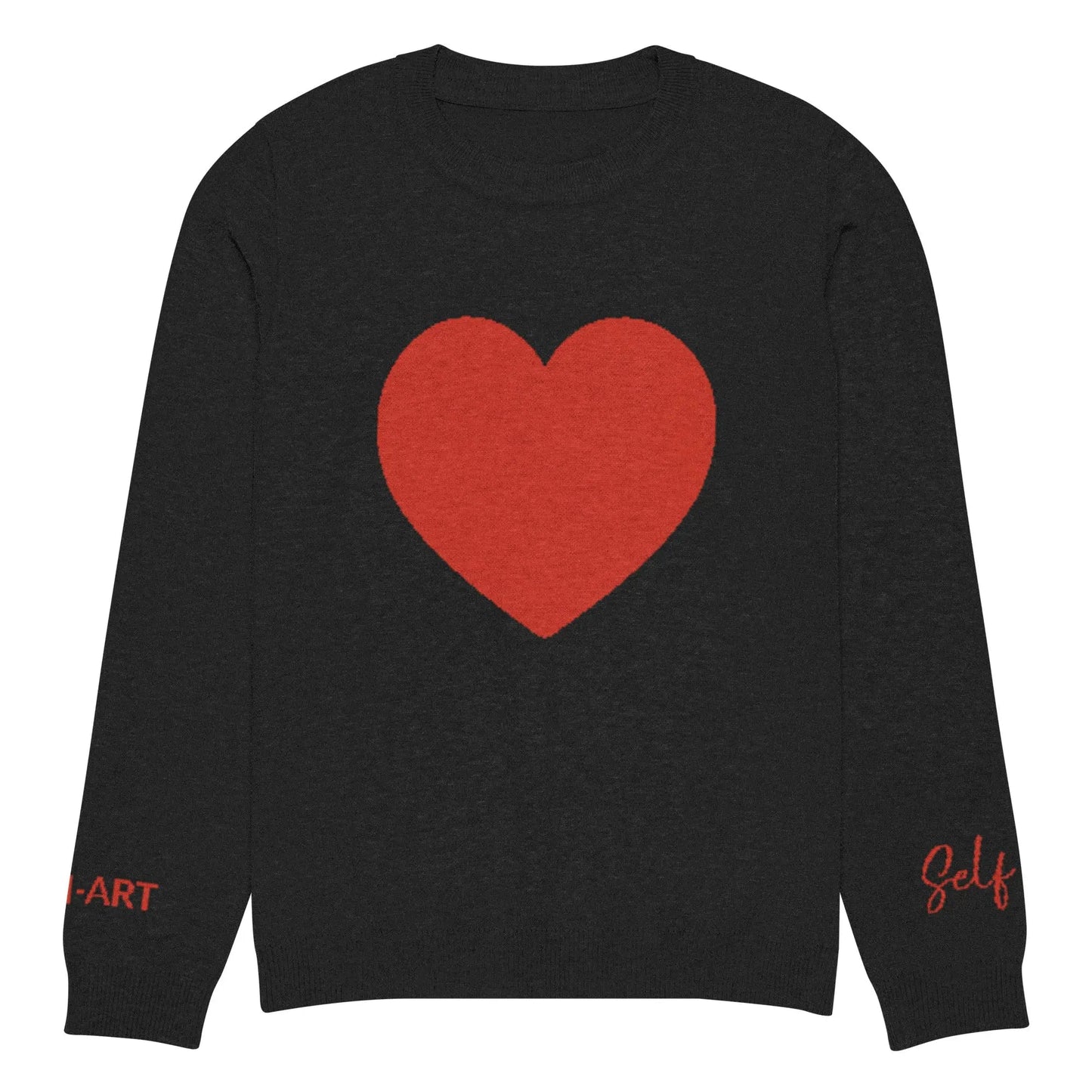 Sassy Knitted Heart crew neck sweater Black