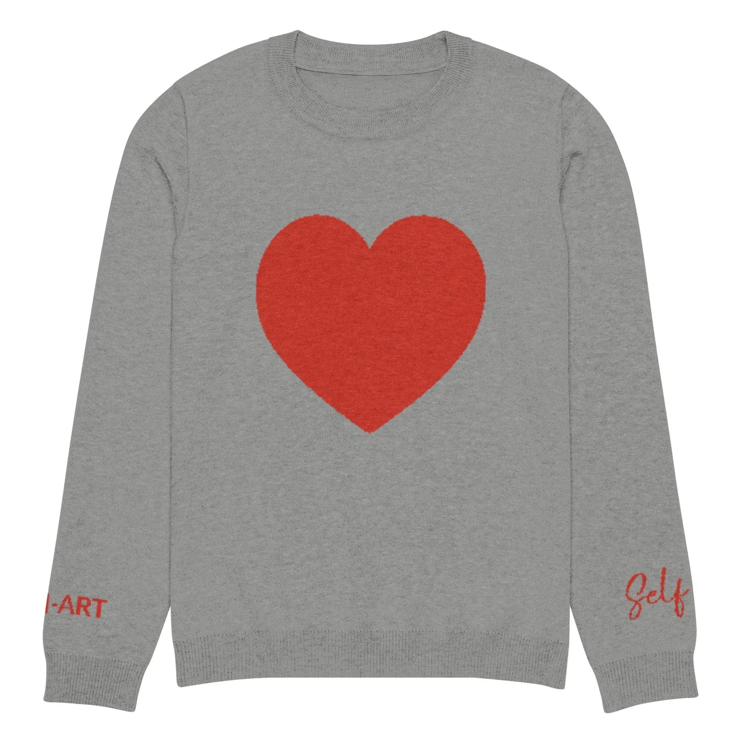 Sassy Knitted Heart crew neck sweater GREY