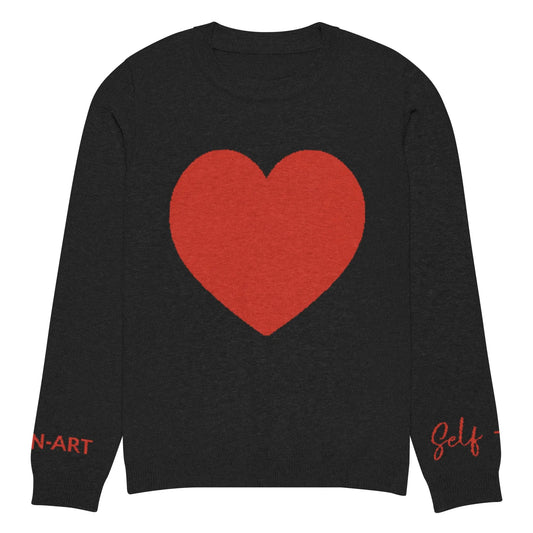 Sassy Knitted Heart crew neck sweater Black