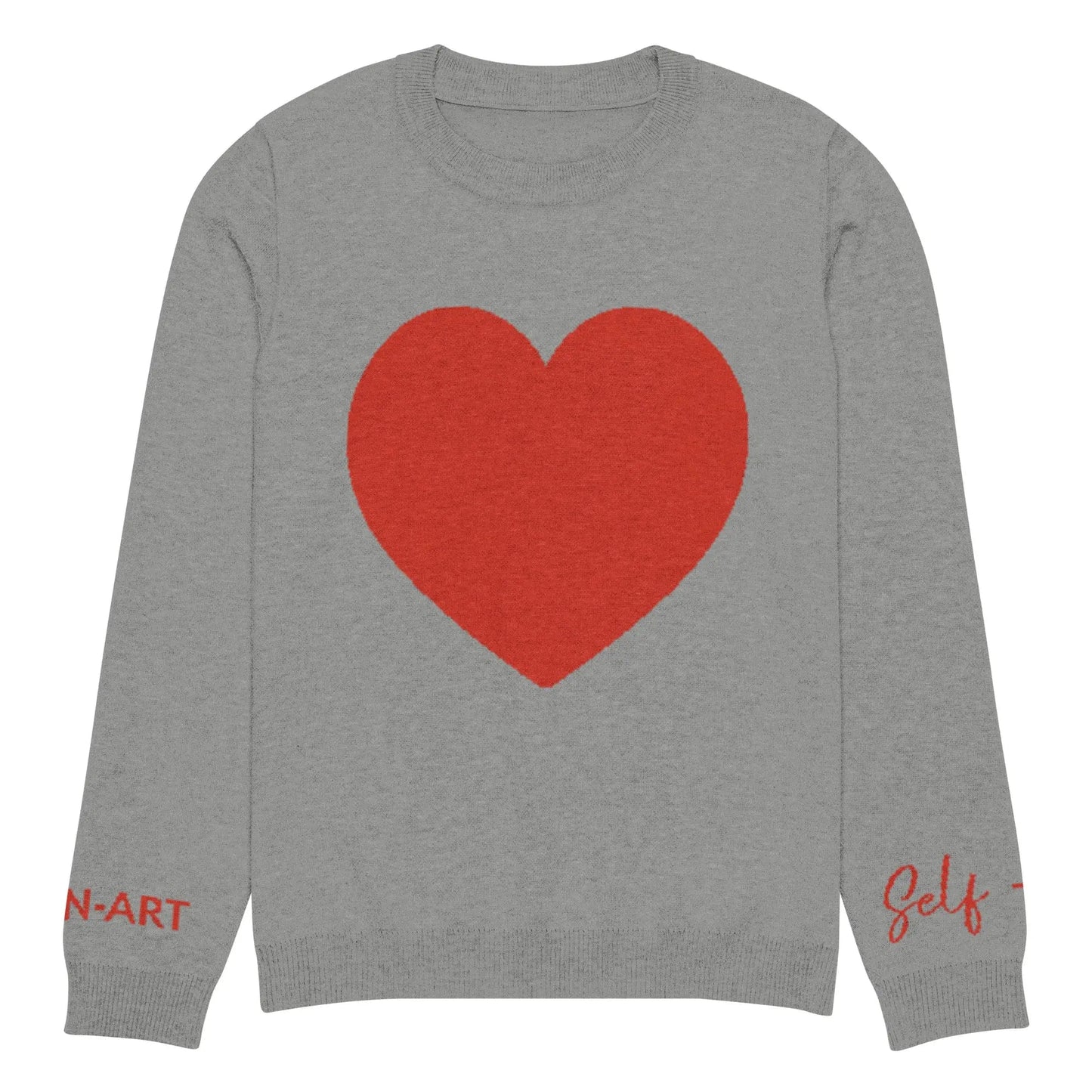 Sassy Knitted Heart crew neck sweater GREY