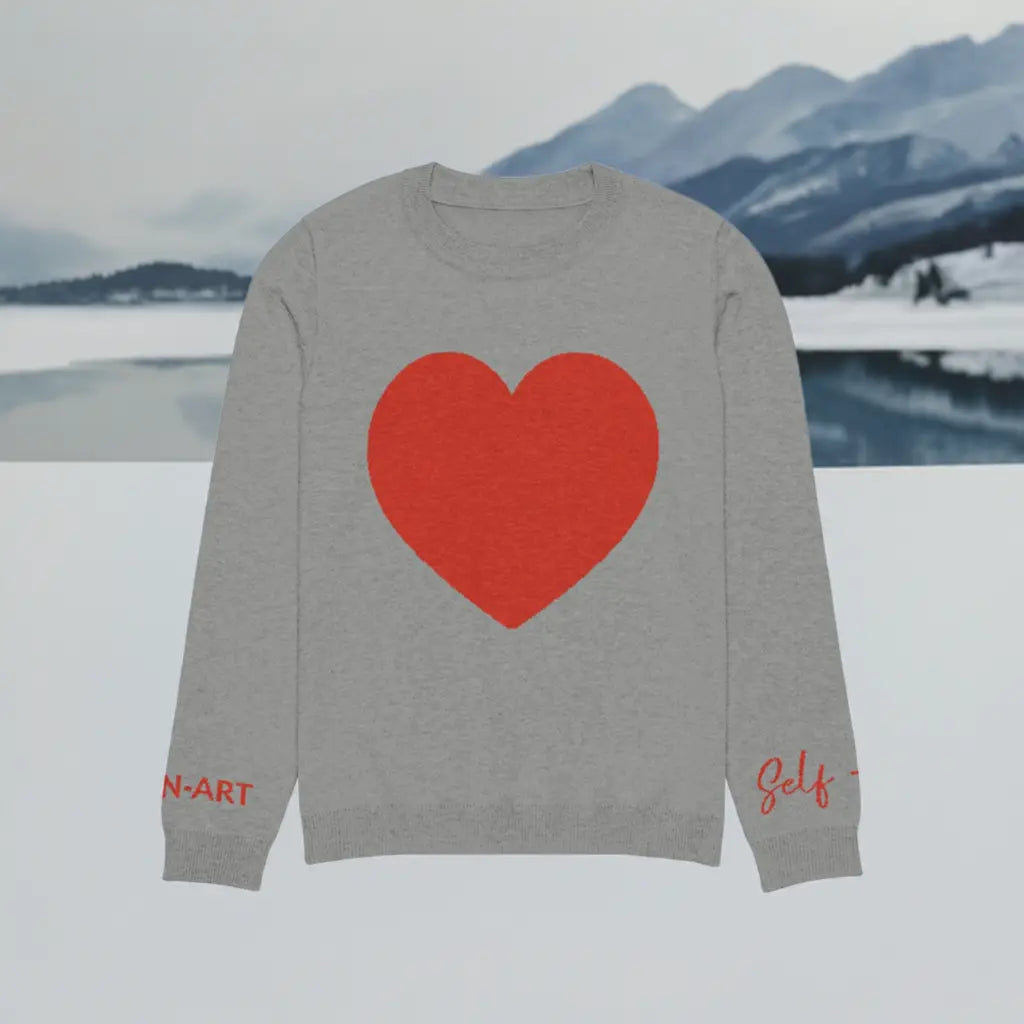Sassy Knitted Heart crew neck sweater GREY