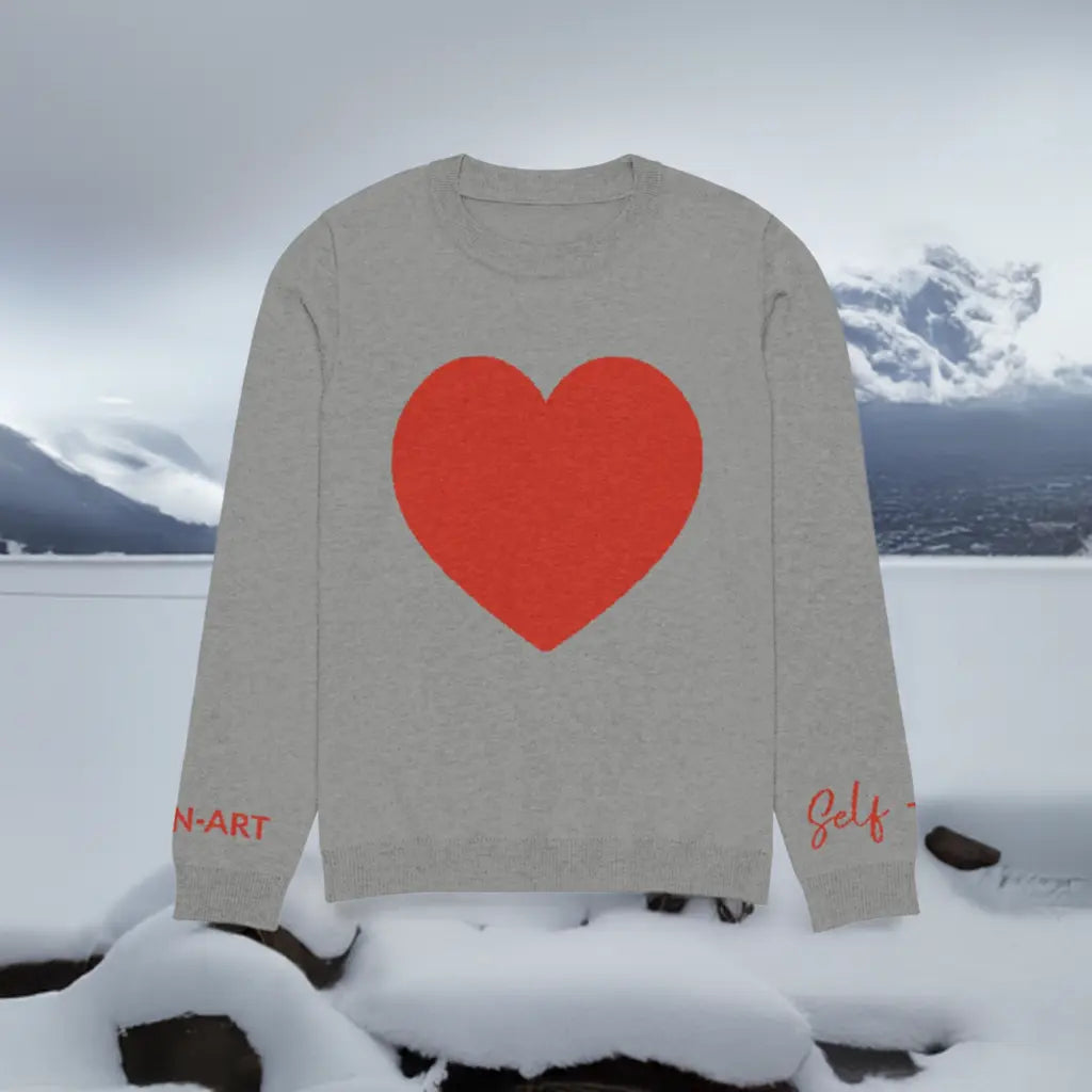 Sassy Knitted Heart crew neck sweater GREY