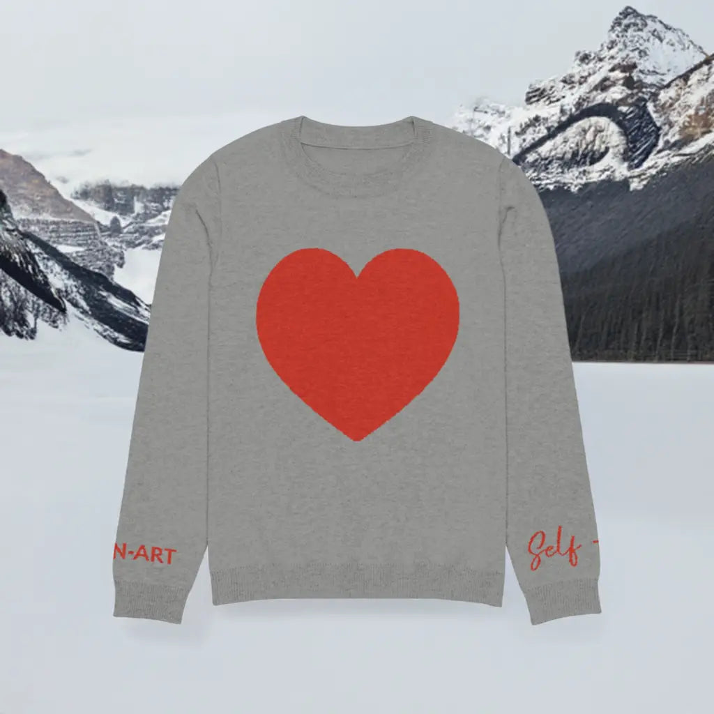 Sassy Knitted Heart crew neck sweater GREY
