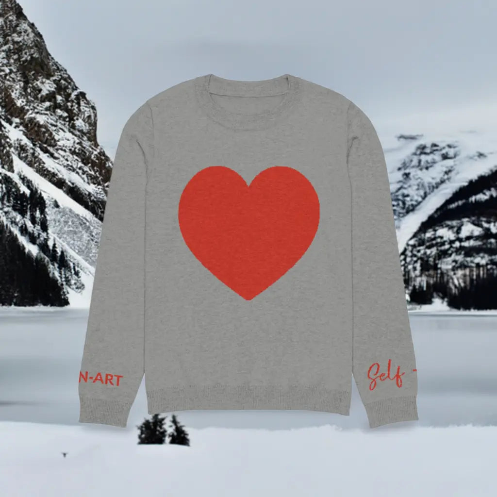 Sassy Knitted Heart crew neck sweater GREY